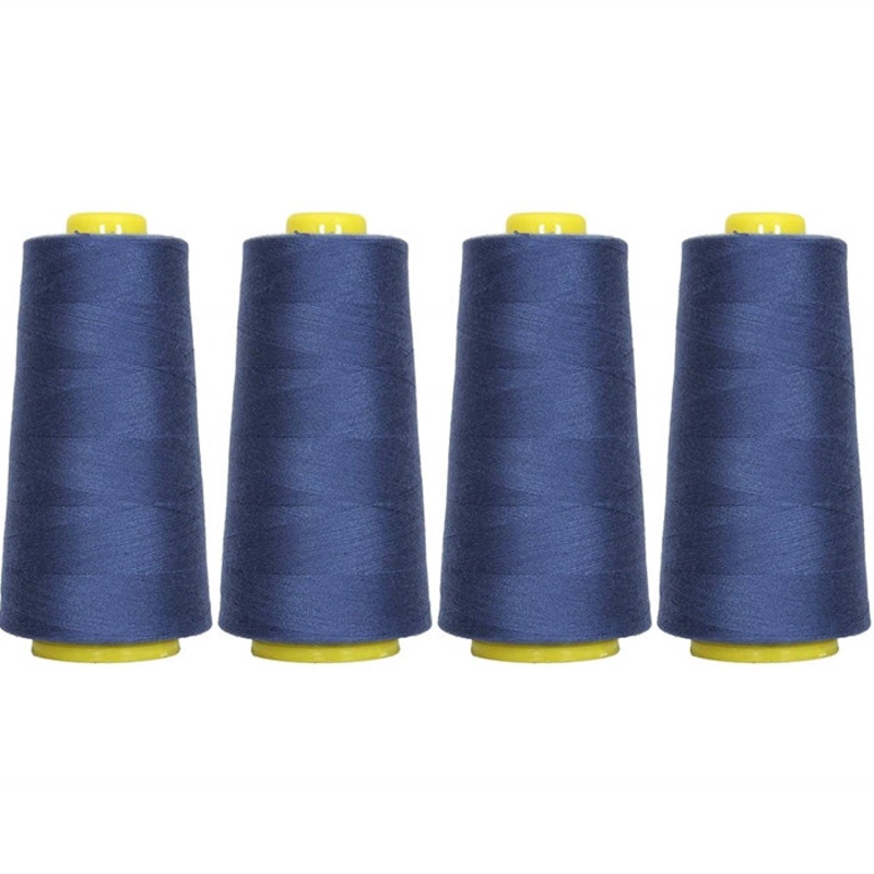 Four Cone Set of Polyester Serger Thread – Blue 250 – 2750 Yards Each