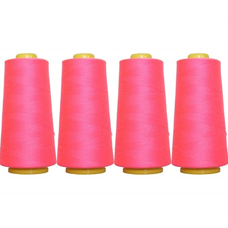 Four Cone Set of Polyester Serger Thread – Neon Pink 908 – 2750 Yards Each