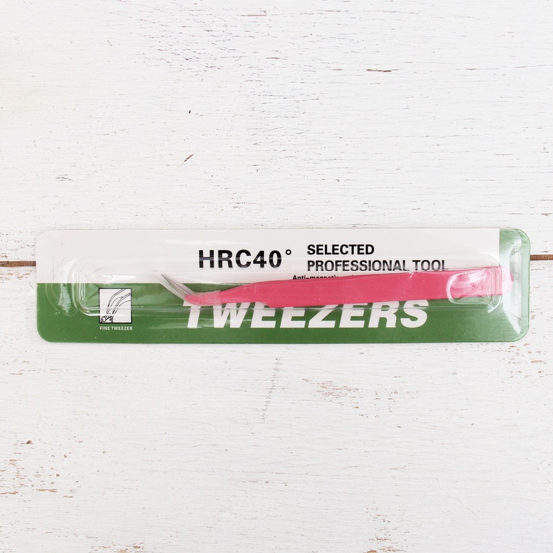 Pink Tweezers with Sharp Hooked Tip