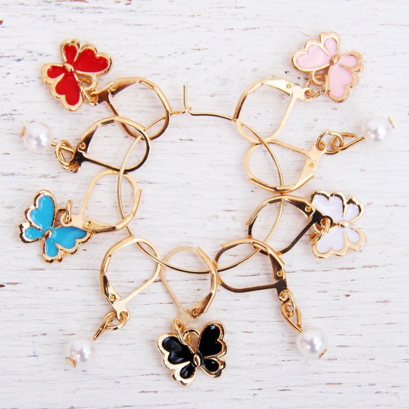 Set of 9 Colorful Butterfly Enamel Crochet Stitch Markers