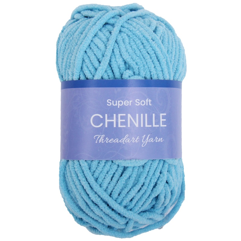 Super Soft Chenille Yarn – #5 – Aqua – 50 gram skeins – 60 yds