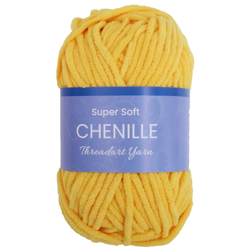 Super Soft Chenille Yarn – #5 – Bright Yellow – 50 gram skeins – 60 yds