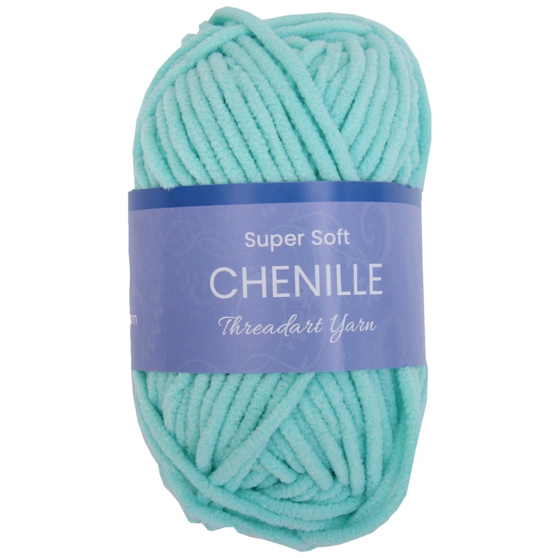 Super Soft Chenille Yarn – #5 – Light Aqua – 50 gram skeins – 60 yds