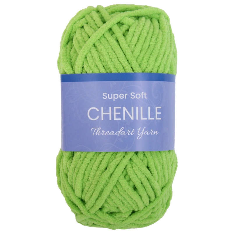 Super Soft Chenille Yarn – #5 – Lime Green – 50 gram skeins – 60 yds