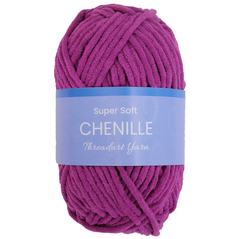 Super Soft Chenille Yarn – #5 – Magenta – 50 gram skeins – 60 yds