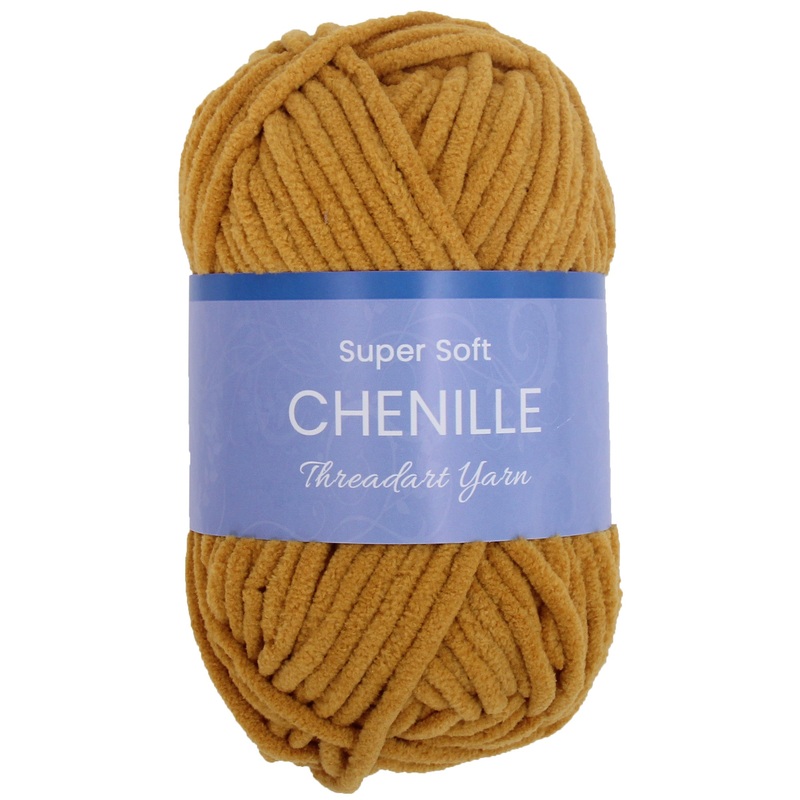 Super Soft Chenille Yarn – #5 – Mustard – 50 gram skeins – 60 yds