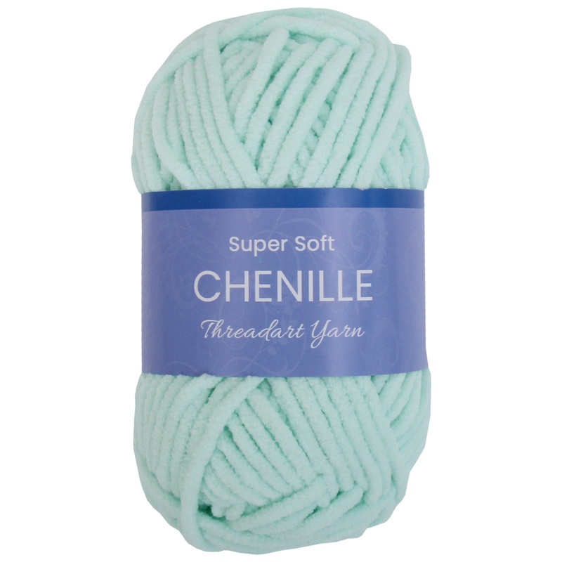 Super Soft Chenille Yarn – #5 – Pale Aqua – 50 gram skeins – 60 yds