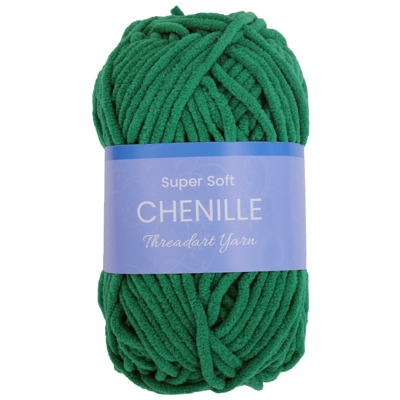 Super Soft Chenille Yarn – #5 – Pine Green – 50 gram skeins – 60 yds