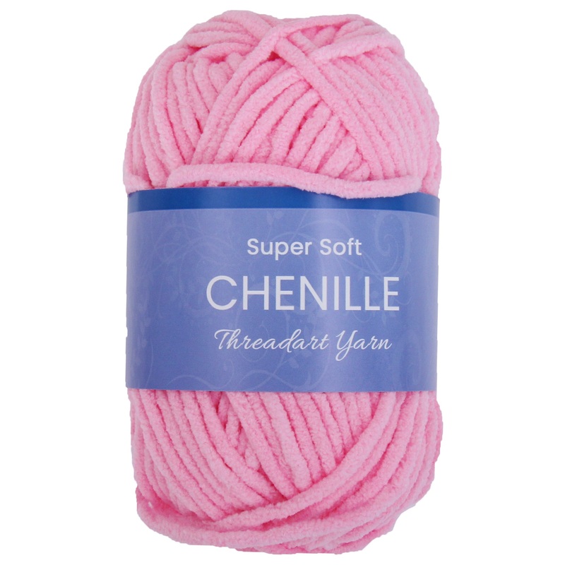 Super Soft Chenille Yarn – #5 – Pink – 50 gram skeins – 60 yds