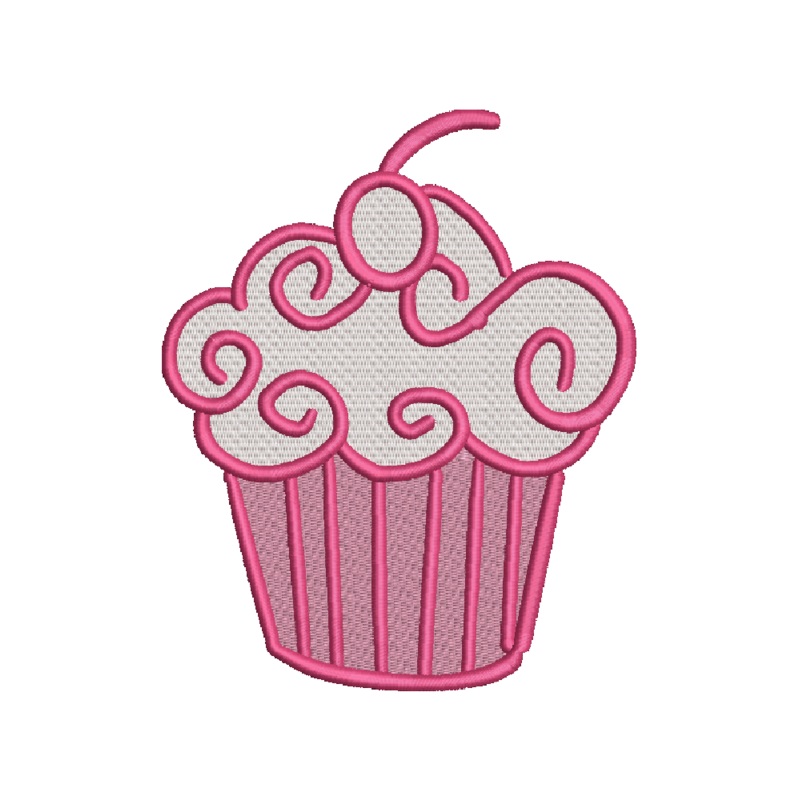 Swirling Cupcake Machine Embroidery Design Single –  Monogramming  – Instant Download 8 Formats and 3 Sizes