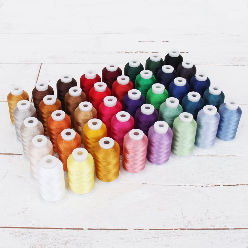 40 Colors Polyester Embroidery Thread Set – 1000M Cones Set A