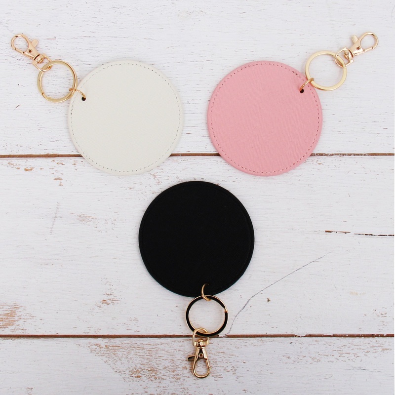 Circle Keychain Bag Pendant Blank – Pink, Ivory, or Black