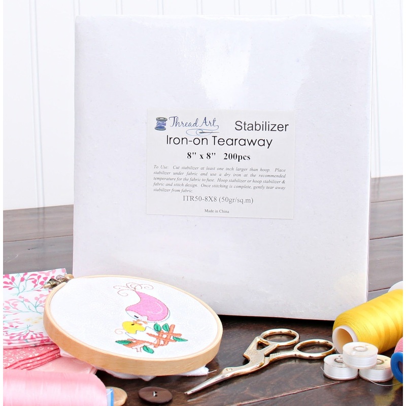 Iron-on Tearaway Embroidery Stabilizer, 8×8 200 precut sheets