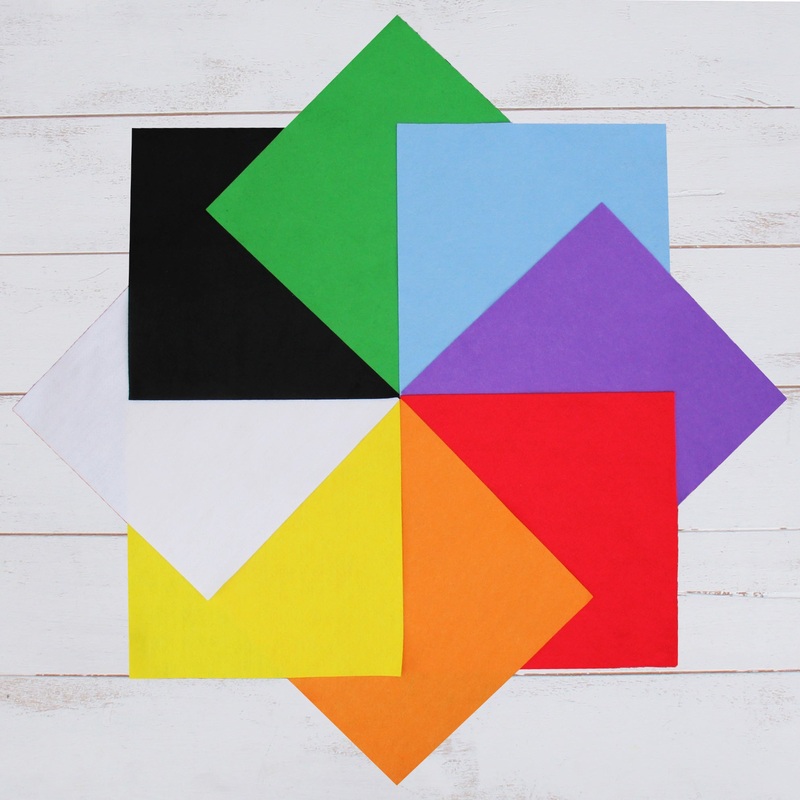 Premium Felt Fabric Variety Pack – 8 Different Rainbow Colors – 12″ x 12″ Sheets
