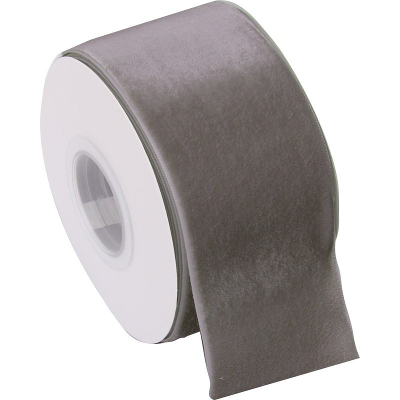 Silver Velvet Ribbon – Wide 2 1/4″ Roll – 5 Yards
