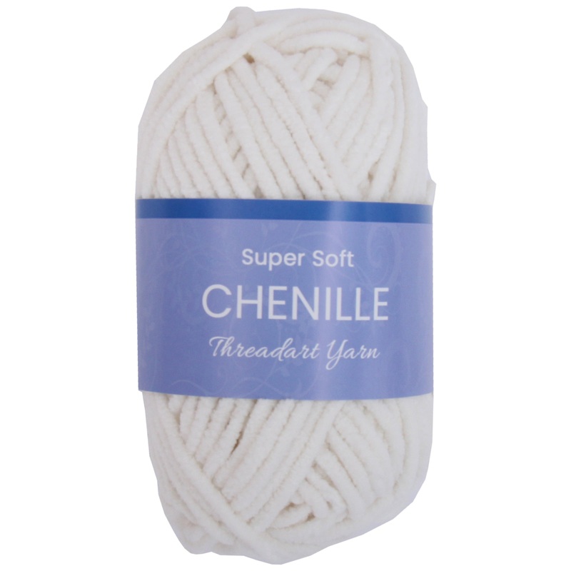 Super Soft Chenille Yarn – #5 – Off White – 50 gram skeins – 60 yds