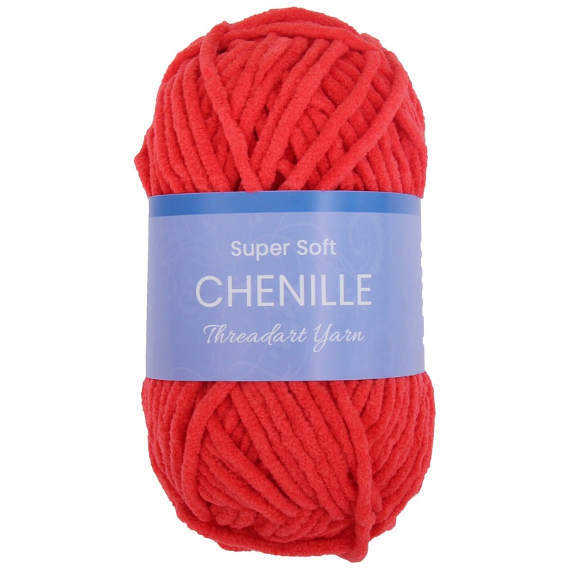 Super Soft Chenille Yarn – #5 – Red – 50 gram skeins – 60 yds