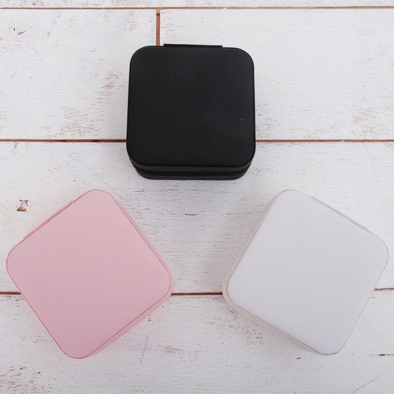 Travel Jewelry Case, Jewelry Box Organizer – Pink, Ivory, or Black