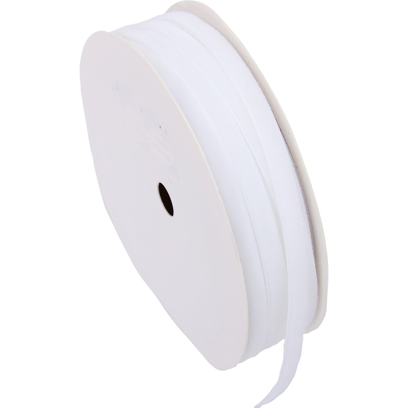 White Velvet Ribbon – Thin 1/4″ Wide Roll – 5 Yard Roll