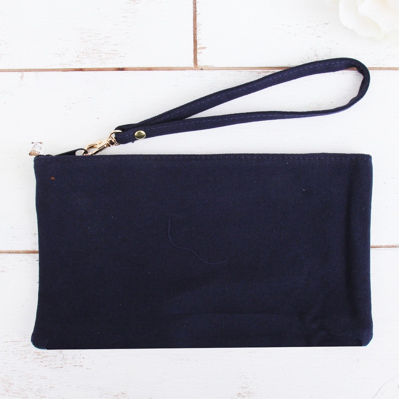 Cotton Canvas Small Wristlet Bag – Navy
