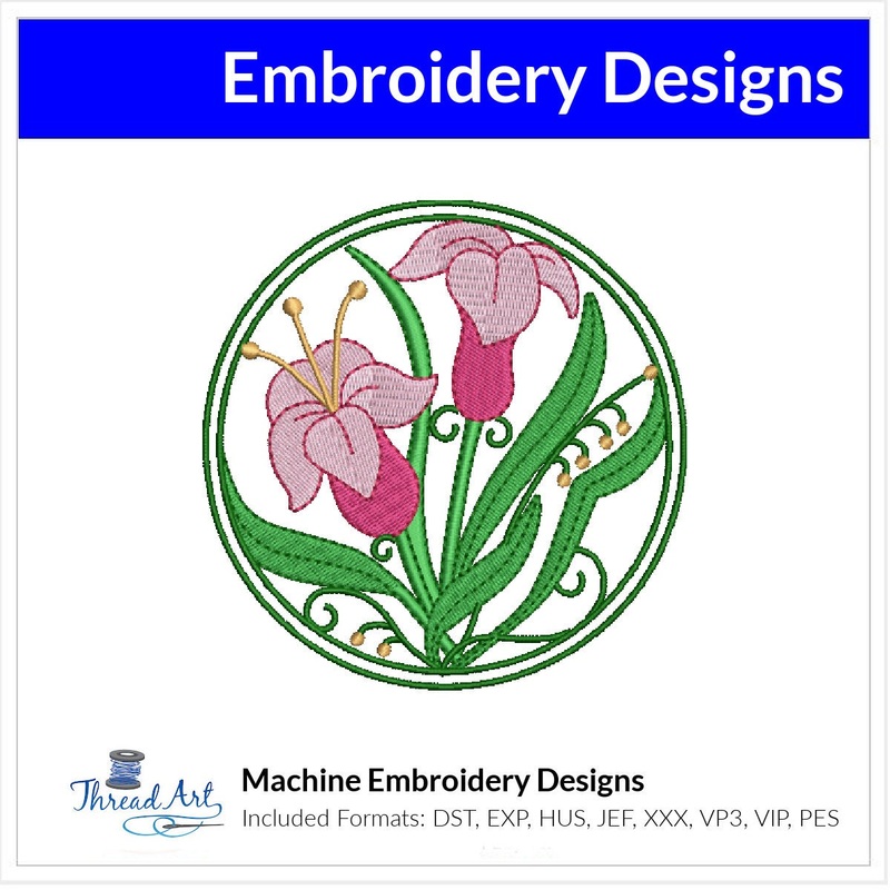 Floral Circle Spring Flowers Embroidery Design Instant Download  – Multiple Sizes – 8 Formats – ThreadArt