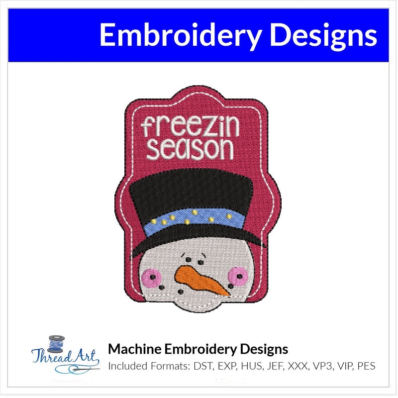 Freezin Season Snowman Embroidery Design Instant Download  – Multiple Sizes – 8 Formats – ThreadArt