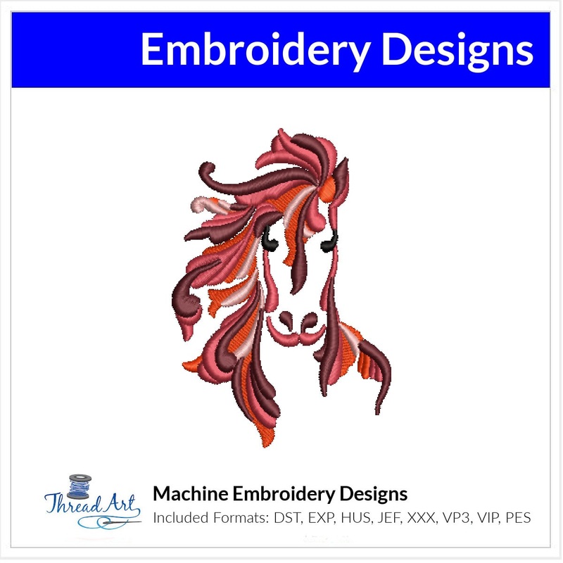 Jacobean Horse Embroidery Design  Instant Download  – Multiple Sizes – 8 Formats – ThreadArt
