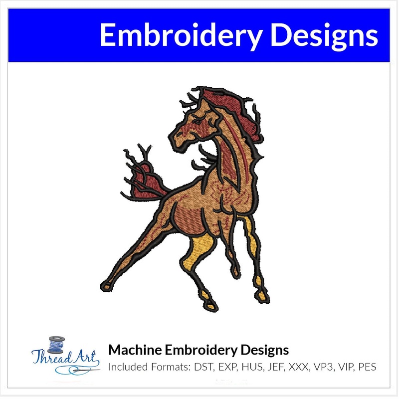 Mustang Wild Horse Mascot Embroidery Design Instant Download  – Multiple Sizes – 8 Formats – ThreadArt