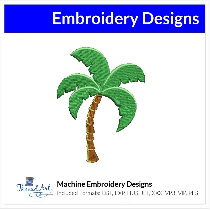 Palm Tree Embroidery Design  Instant Download  – Multiple Sizes – 8 Formats – ThreadArt