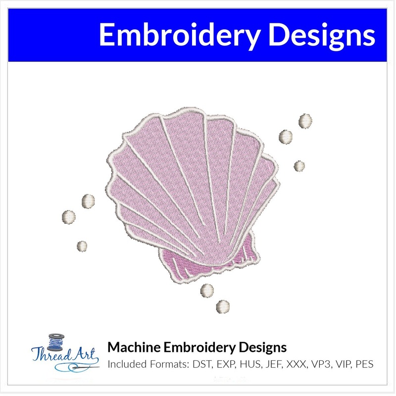 Sea Shell Embroidery Design  Instant Download  – Multiple Sizes – 8 Formats – ThreadArt