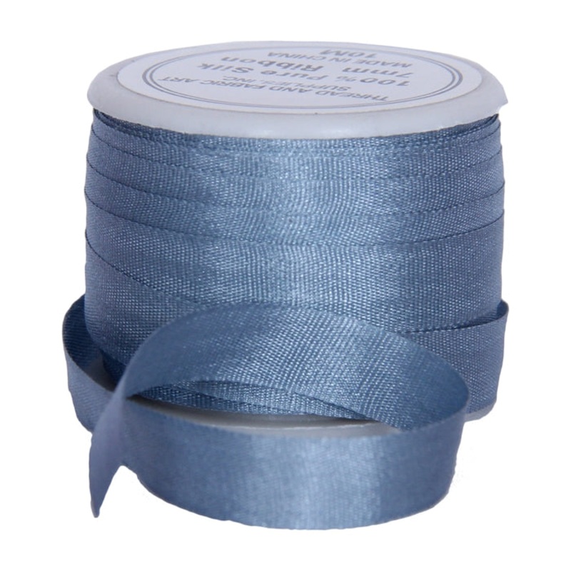 Silk Ribbon 7mm Slate Blue x 10 Meters No. 012