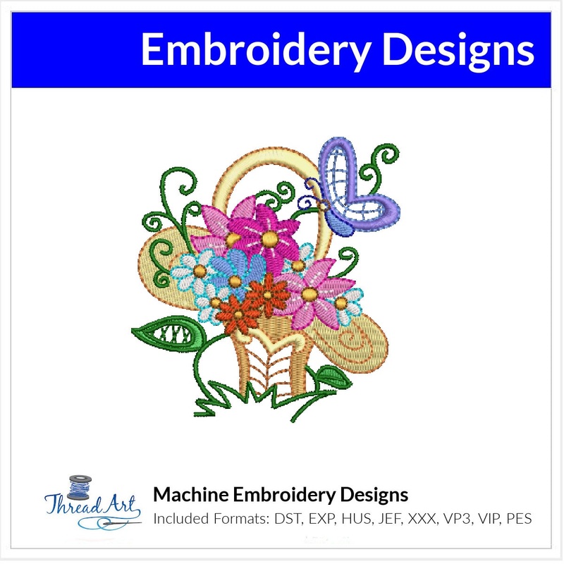 Spring Bouquet Cute Garden Embroidery Design Instant Download  – Multiple Sizes – 8 Formats – ThreadArt