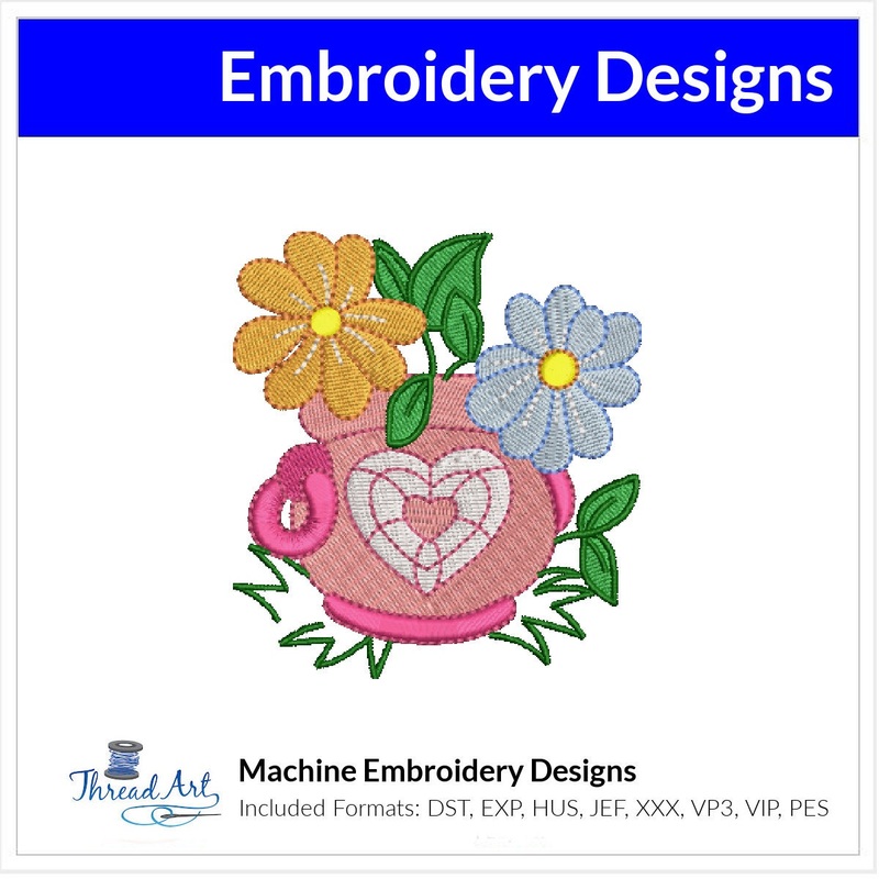 Spring Flowers Garden Life Embroidery Design Instant Download  – Multiple Sizes – 8 Formats – ThreadArt