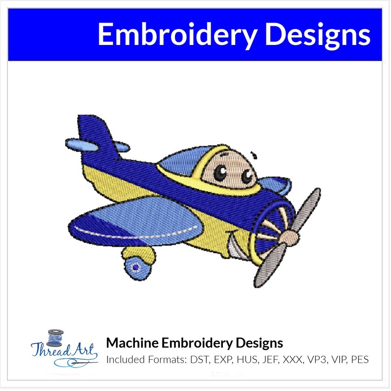 Toy Plane Airplane Embroidery Design Instant Download  – Multiple Sizes – 8 Formats – ThreadArt