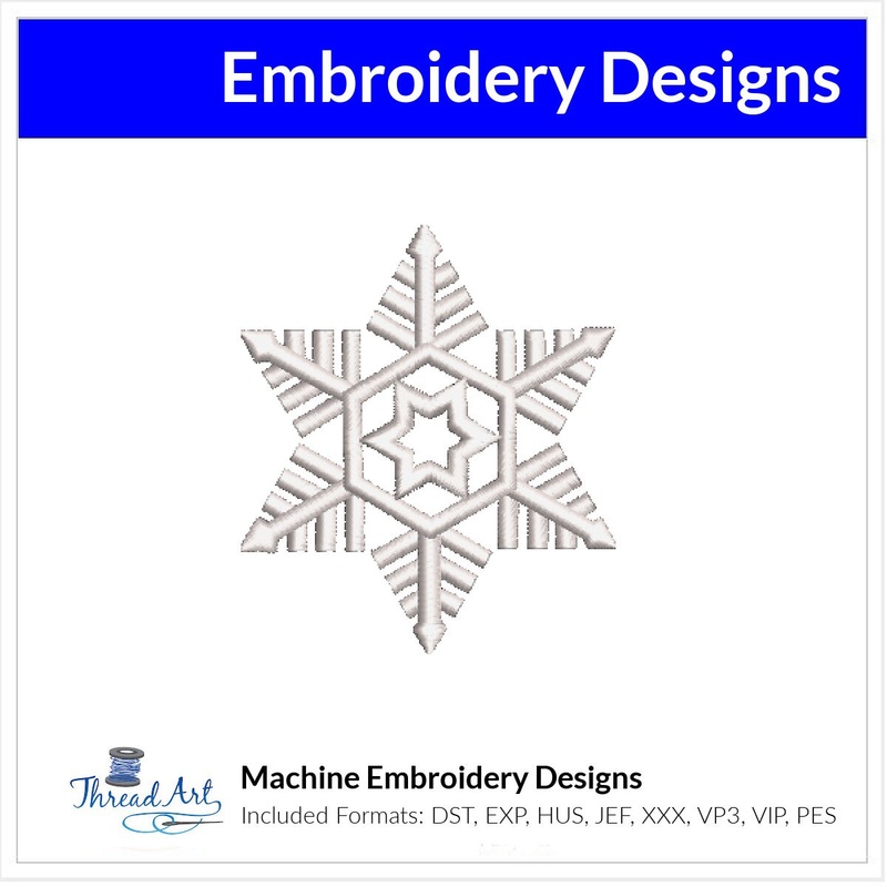 Winter Snowflake Embroidery Design Instant Download  – Multiple Sizes – 8 Formats – ThreadArt