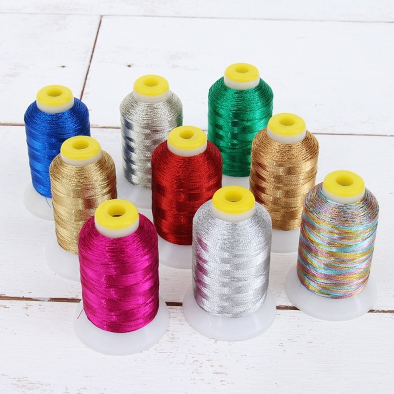 9 Cones of Metallic Thread – 500 Meter Cones
