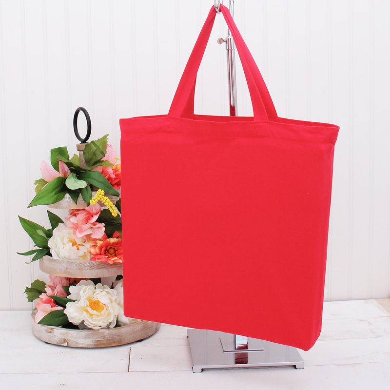 Blank Canvas Tote Bag – Red – 100% Cotton- 14.5x17x3