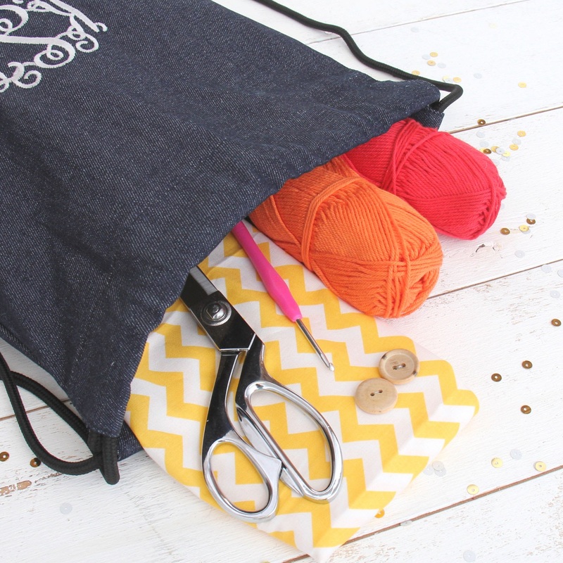 Denim Cinch Drawstring Tote Bag BackPack –