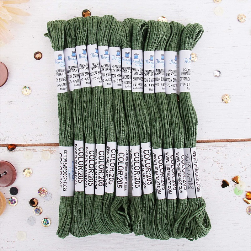 Fern Green Premium Cotton Embroidery Floss – Box of 12 – Six Strand Thread – No. 205