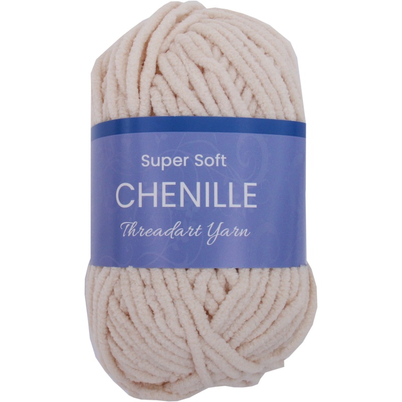 Super Soft Chenille Yarn – #5 – Beige – 50 gram skeins – 60 yds