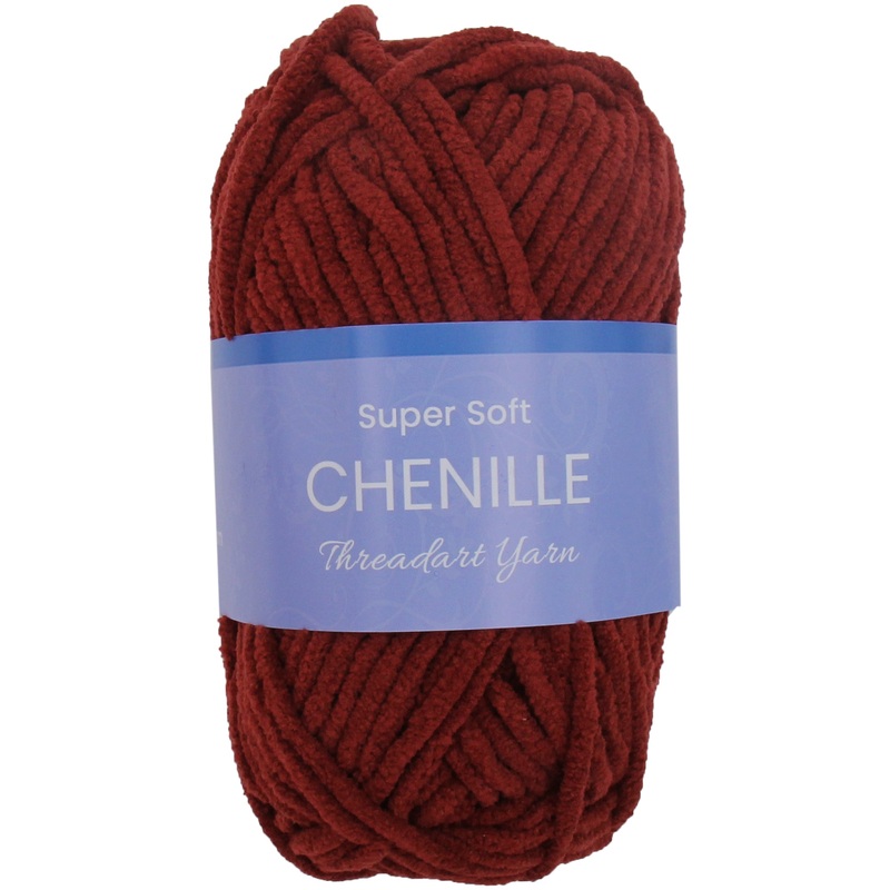 Super Soft Chenille Yarn – #5 – Burgundy – 50 gram skeins – 60 yds