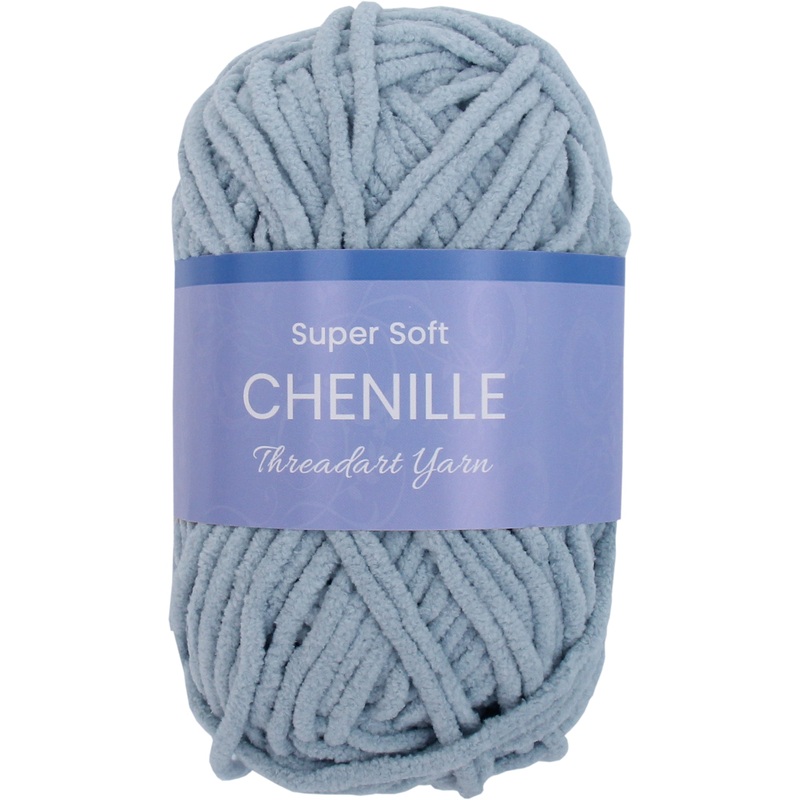 Super Soft Chenille Yarn – #5 – Dusty Blue – 50 gram skeins – 60 yds