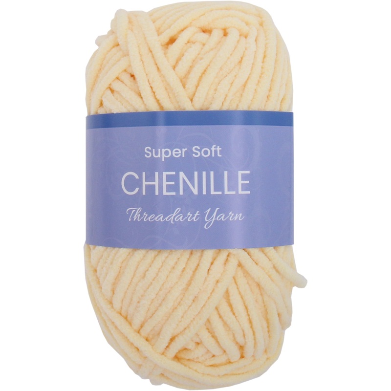 Super Soft Chenille Yarn – #5 – Light Yellow – 50 gram skeins – 60 yds