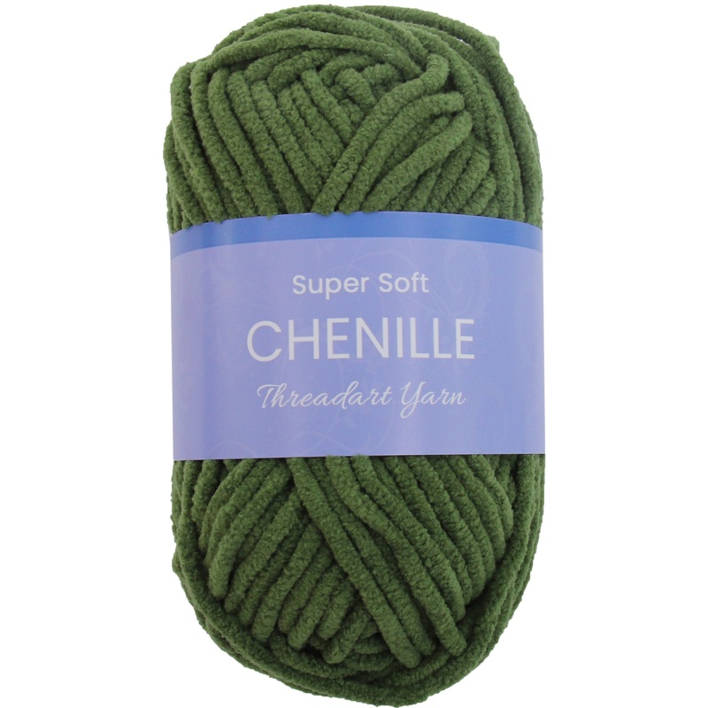 Super Soft Chenille Yarn – #5 – Moss Green – 50 gram skeins – 60 yds