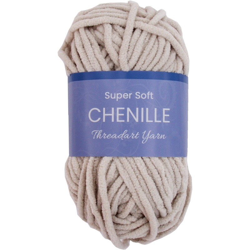 Super Soft Chenille Yarn – #5 – Natural – 50 gram skeins – 60 yds