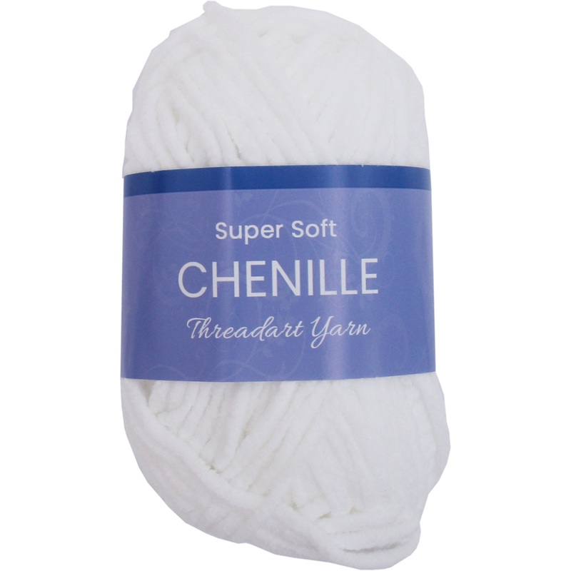 Super Soft Chenille Yarn – #5 – White – 50 gram skeins – 60 yds