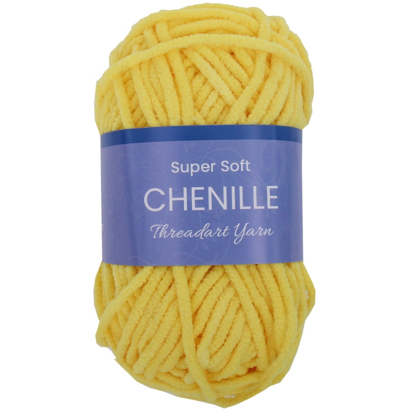 Super Soft Chenille Yarn – #5 – Yellow – 50 gram skeins – 60 yds
