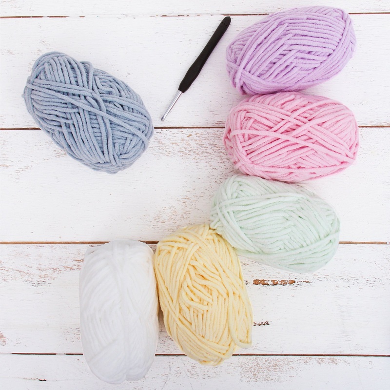 Super Soft Chenille Yarn Set – Frostings – Pack of 6 Skeins – #5-50 Gram Skeins – 60 yds Each