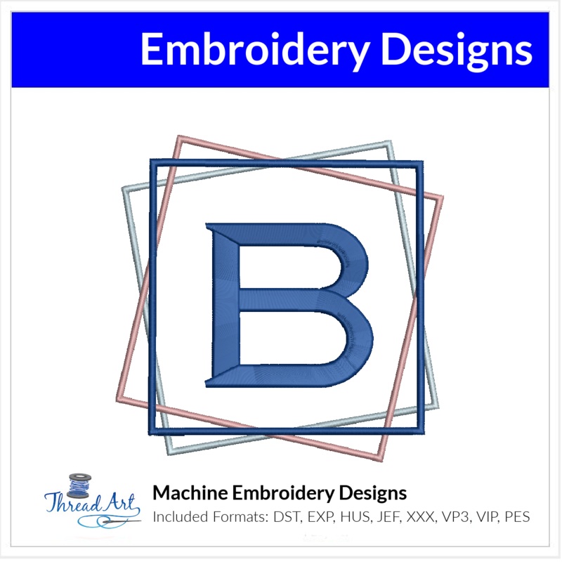 Triple Square Monogram Frame Embroidery Design Instant Download – 3 Sizes – 8 Formats – ThreadArt