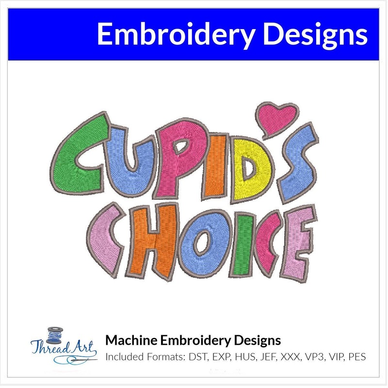 Valentine Cupid’s Choice Machine Embroidery Design Instant Download – 5 Sizes – 8 Formats – ThreadArt